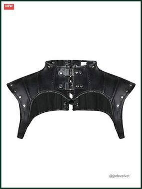 PU Leather Steampunk Gothic Shrug Jacket Armor Cap Sleeve Cosplay